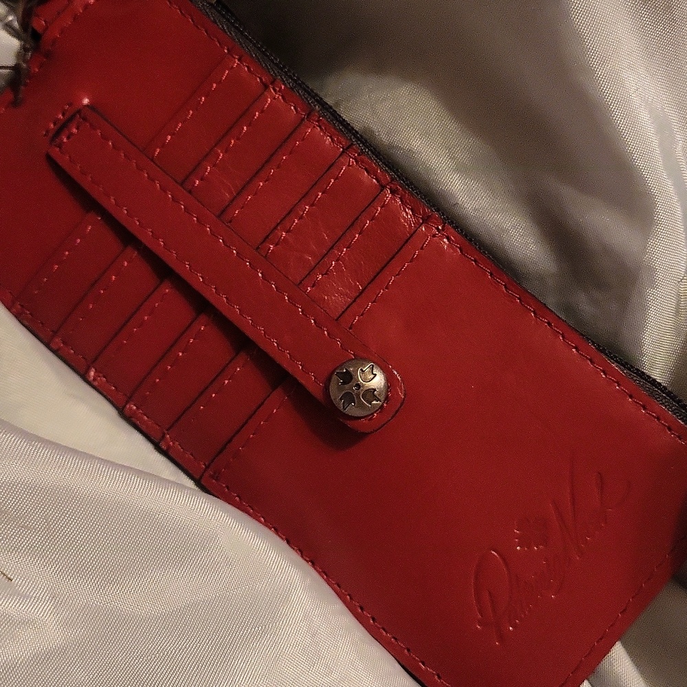 Patricia Nash Alanna Berry Red Leather Wristlet credit Card Holder with Strap Ha - Picture 4 of 5